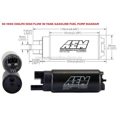 AEM 50-1000 Насос топливный AEM 340 л/ч с установочным комплектом AEM 50-1000 Насос топливный AEM 340 л/ч с установочным комплектом