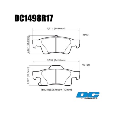 DC BRAKES DC1498R17 Тормозные колодки Street HD+ задние для JEEP Grand Cherokee I SRT8, DODGE Durango DC BRAKES DC1498R17 Тормозные колодки Street HD+ задние для JEEP Grand Cherokee I SRT8, DODGE Durango