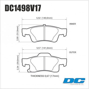 DC BRAKES DC1498V17 Тормозные колодки Street HD для JEEP Grand Cherokee I SRT8, DODGE Durango DC BRAKES DC1498V17 Тормозные колодки Street HD для JEEP Grand Cherokee I SRT8, DODGE Durango