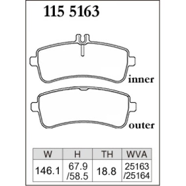 DIXCEL P-115 5163 Колодки Premium type задние для MERCEDES AMG GT I C-Класс I S-Класс I SL DIXCEL P-115 5163 Колодки Premium type задние для MERCEDES AMG GT I C-Класс I S-Класс I SL