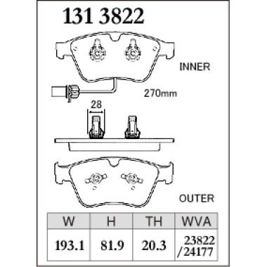 DIXCEL M-131 3822 Тормозные колодки M type передние для BENTLEY Continental Convertible I Continental Flying Spur I Flying Spur DIXCEL M-131 3822 Тормозные колодки M type передние для BENTLEY Continental Convertible I Continental Flying Spur I Flying Spur