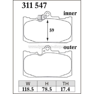 DIXCEL ES-311 547 Колодки Extra Speed передние для TOYOTA Mark X, LEXUS GS I IS I RC DIXCEL ES-311 547 Колодки Extra Speed передние для TOYOTA Mark X, LEXUS GS I IS I RC