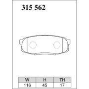 DIXCEL Z-315 562 Колодки Z type задние для TOYOTA Land Cruiser 200 I Tundra I Sequoia, LEXUS LX450D I LX570