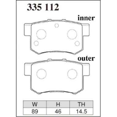 DIXCEL ES-335 112 Колодки Extra Speed задние для HONDA Accord I Civic I CR-Z (ZF), ACURA RSX Coupe DIXCEL ES-335 112 Колодки Extra Speed задние для HONDA Accord I Civic I CR-Z (ZF), ACURA RSX Coupe
