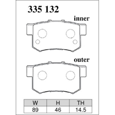 DIXCEL EC-335 132 Колодки Extra Cruise задние для HONDA Accord I Crosstour I CR-V I Odyssey オデッセイ, ACURA RDX DIXCEL EC-335 132 Колодки Extra Cruise задние для HONDA Accord I Crosstour I CR-V I Odyssey オデッセイ, ACURA RDX