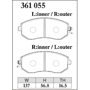 DIXCEL ES-361 055 Колодки Extra Speed передние для SUBARU Impreza I Forester I BRZ, TOYOTA GT86 DIXCEL ES-361 055 Колодки Extra Speed передние для SUBARU Impreza I Forester I BRZ, TOYOTA GT86