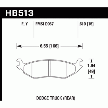 HAWK HB513Y.610 Колодки LTS задние для DODGE Ram 1500 Classic I Long Horn I Durango HAWK HB513Y.610 Колодки LTS задние для DODGE Ram 1500 Classic I Long Horn I Durango