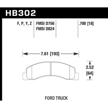 HAWK HB302Y.700 Колодки LTS передние для FORD F-250 I F-350 I Excursion I Calipers ST-65 HAWK HB302Y.700 Колодки LTS передние для FORD F-250 I F-350 I Excursion I Calipers ST-65