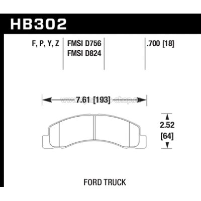 HAWK HB302P.700 Колодки Super Duty передние для FORD F-250 I F-350 I Excursion I Calipers ST-65 HAWK HB302P.700 Колодки Super Duty передние для FORD F-250 I F-350 I Excursion I Calipers ST-65