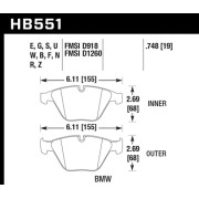 HAWK HB551F.748 Колодки compound HPS передние для BMW 1 серии I M3 I Z4