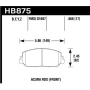HAWK HB875Y.666 Колодки LTS передние для HONDA Civic Si (2017+) I Spirior, ACURA RDX I RLX