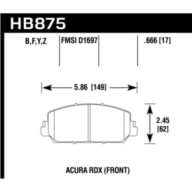 HAWK HB875Y.666 Колодки LTS передние для HONDA Civic Si (2017+) I Spirior, ACURA RDX I RLX HAWK HB875Y.666 Колодки LTS передние для HONDA Civic Si (2017+) I Spirior, ACURA RDX I RLX