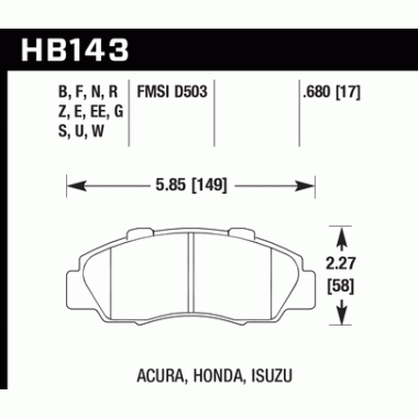 HAWK HB143F.680 Тормозные колодки compound HPS передние для HONDA, ACURA HAWK HB143F.680 Тормозные колодки compound HPS передние для HONDA, ACURA