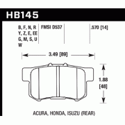 HAWK HB145N.570 Колодки compound HP Plus задние для HONDA, ACURA, ISUZU
