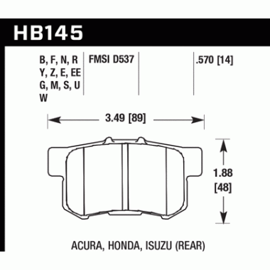 HAWK HB145N.570 Тормозные колодки compound HP Plus для HONDA, ACURA, ISUZU HAWK HB145N.570 Тормозные колодки compound HP Plus для HONDA, ACURA, ISUZU