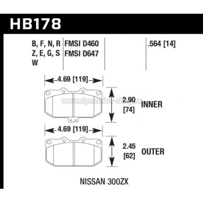 HAWK HB178B.564 Тормозные колодки compound HPS 5.0 I Street 5.0 для SUBARU, NISSAN HAWK HB178B.564 Тормозные колодки compound HPS 5.0 I Street 5.0 для SUBARU, NISSAN