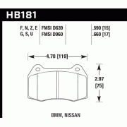 HAWK HB181F.590 Колодки compound HPS передние для NISSAN Skyline GTR I R34, BMW, HONDA Integra DC5