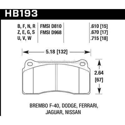 HAWK HB193F.670 Тормозные колодки compound HPS задние для BMW, AUDI, FERRARI, LAMBORGHINI I BREMBO 4POT HAWK HB193F.670 Тормозные колодки compound HPS задние для BMW, AUDI, FERRARI, LAMBORGHINI I BREMBO 4POT