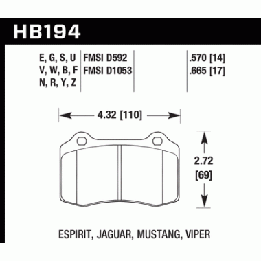 HAWK HB194N.570 Тормозные колодки compound HP Plus задние для JEEP Grand Cherokee (2020WK) 2018 +, DODGE Durango SRT HAWK HB194N.570 Тормозные колодки compound HP Plus задние для JEEP Grand Cherokee (2020WK) 2018 +, DODGE Durango SRT