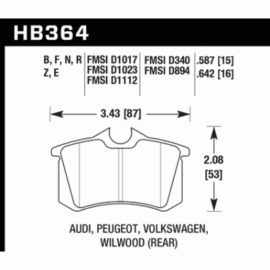 HAWK HB364N.642 Колодки HP Plus задние для RENAULT Megane RS I Clio RS, OPEL Crossland X, CITROEN C3 Aircross HAWK HB364N.642 Колодки HP Plus задние для RENAULT Megane RS I Clio RS, OPEL Crossland X, CITROEN C3 Aircross