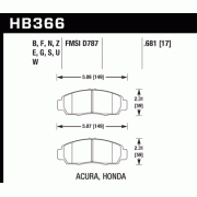 HAWK HB366F.681 Колодки compound HPS передние для HONDA Civic I Accord