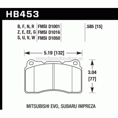 HAWK HB453F.585 Тормозные колодки compound HPS SUBARU, MITSUBISHI, OPEL, RENAULT, VOLVO HAWK HB453F.585 Тормозные колодки compound HPS SUBARU, MITSUBISHI, OPEL, RENAULT, VOLVO