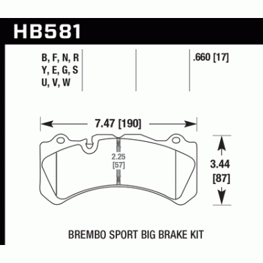 HAWK HB581F.660 Колодки compound HPS передние для BREMBO 6POT I TYPE: J, N HAWK HB581F.660 Колодки compound HPS передние для BREMBO 6POT I TYPE: J, N