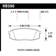 HAWK HB590N.682 Колодки compound HP Plus задние для TOYOTA Land Cruiser 200, Tundra I Sequoia, LEXUS LX450D I LX570