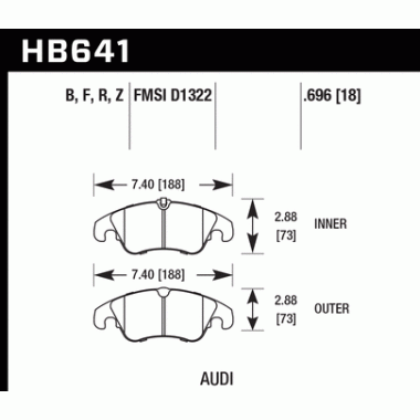 HAWK HB641N.696 Тормозные колодки compound HP Plus передние для AUDI HAWK HB641N.696 Тормозные колодки compound HP Plus передние для AUDI