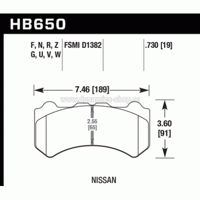 HAWK HB650G.730 Тормозные колодки DTC-60 передние для NISSAN GT-R R35 HAWK HB650G.730 Тормозные колодки DTC-60 передние для NISSAN GT-R R35