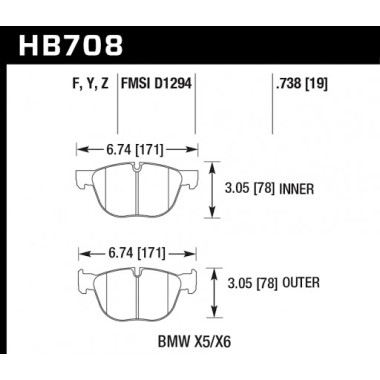 HAWK HB708F.738 Тормозные колодки compound HPS передние для BMW X4 I X5 I X6 HAWK HB708F.738 Тормозные колодки compound HPS передние для BMW X4 I X5 I X6
