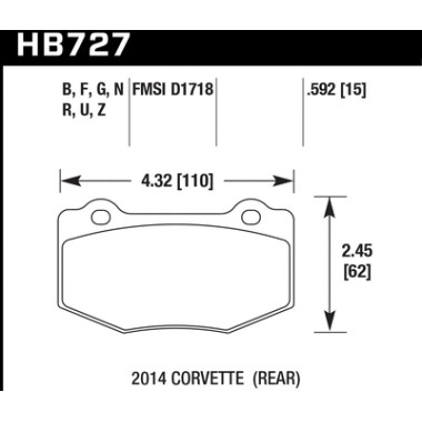 HAWK HB727N.592 Тормозные колодки compound HP Plus задние для CHEVROLET Corvette Grand Sport I Camaro SS HAWK HB727N.592 Тормозные колодки compound HP Plus задние для CHEVROLET Corvette Grand Sport I Camaro SS