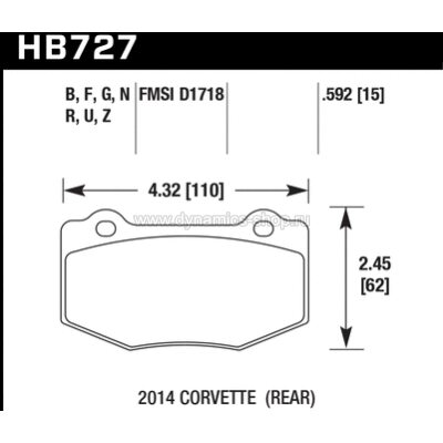 HAWK HB727N.592 Тормозные колодки compound HP Plus задние для CHEVROLET Corvette Grand Sport I Camaro SS HAWK HB727N.592 Тормозные колодки compound HP Plus задние для CHEVROLET Corvette Grand Sport I Camaro SS
