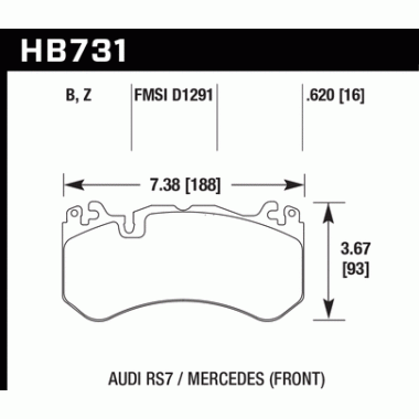 HAWK HB731B.620 Тормозные колодки compound HPS 5.0 I Street 5.0 передние для AUDI, MERCEDES HAWK HB731B.620 Тормозные колодки compound HPS 5.0 I Street 5.0 передние для AUDI, MERCEDES