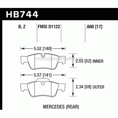 HAWK HB744B.660 Тормозные колодки compound HPS 5.0 задние для MERCEDES HAWK HB744B.660 Тормозные колодки compound HPS 5.0 задние для MERCEDES