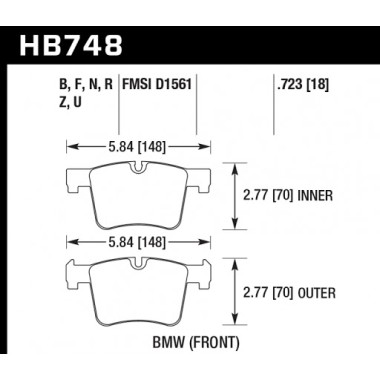 HAWK HB748F.723 Тормозные колодки compound HPS передние для BMW 1 серии I 3 серии I 4 серии HAWK HB748F.723 Тормозные колодки compound HPS передние для BMW 1 серии I 3 серии I 4 серии