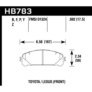 HAWK HB783P.692 Колодки Super Duty передние для TOYOTA Alphard I Highlander I Camry I RAV 4, LEXUS RX350 HAWK HB783P.692 Колодки Super Duty передние для TOYOTA Alphard I Highlander I Camry I RAV 4, LEXUS RX350