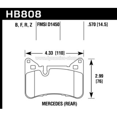 HAWK HB808N.570 Тормозные колодки compound HP Plus задние для MERCEDES 63 AMG 4MATIC I CLS63 AMG S HAWK HB808N.570 Тормозные колодки compound HP Plus задние для MERCEDES 63 AMG 4MATIC I CLS63 AMG S