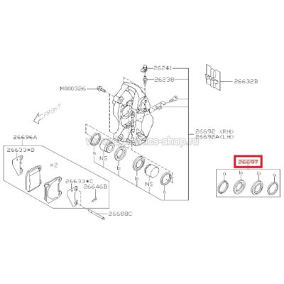 SUBARU 26697FG000 Ремкомплект задних суппортов STI BREMBO (Black I Cуппорт для стороны слева и стороны справа) 2POT SUBARU 26697FG000 Ремкомплект задних суппортов STI BREMBO (Black I Cуппорт для стороны слева и стороны справа) 2POT