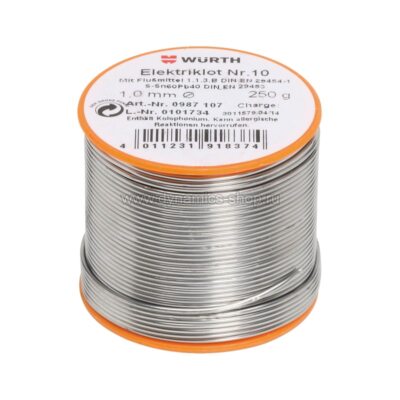 WURTH 0987107 Припой для пайки электронных компонентов № 10 I NR10-SN60/PB40-250Г-D1 WURTH 0987107 Припой для пайки электронных компонентов № 10 I NR10-SN60/PB40-250Г-D1